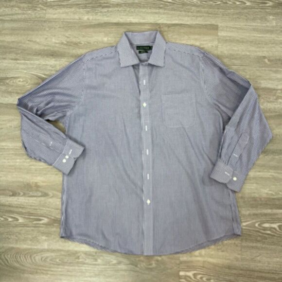 Lauren Ralph Lauren Purple/ Brown Plaid Slim Fit Button Up Shirt 17 1/2 34/35 - Picture 1 of 6
